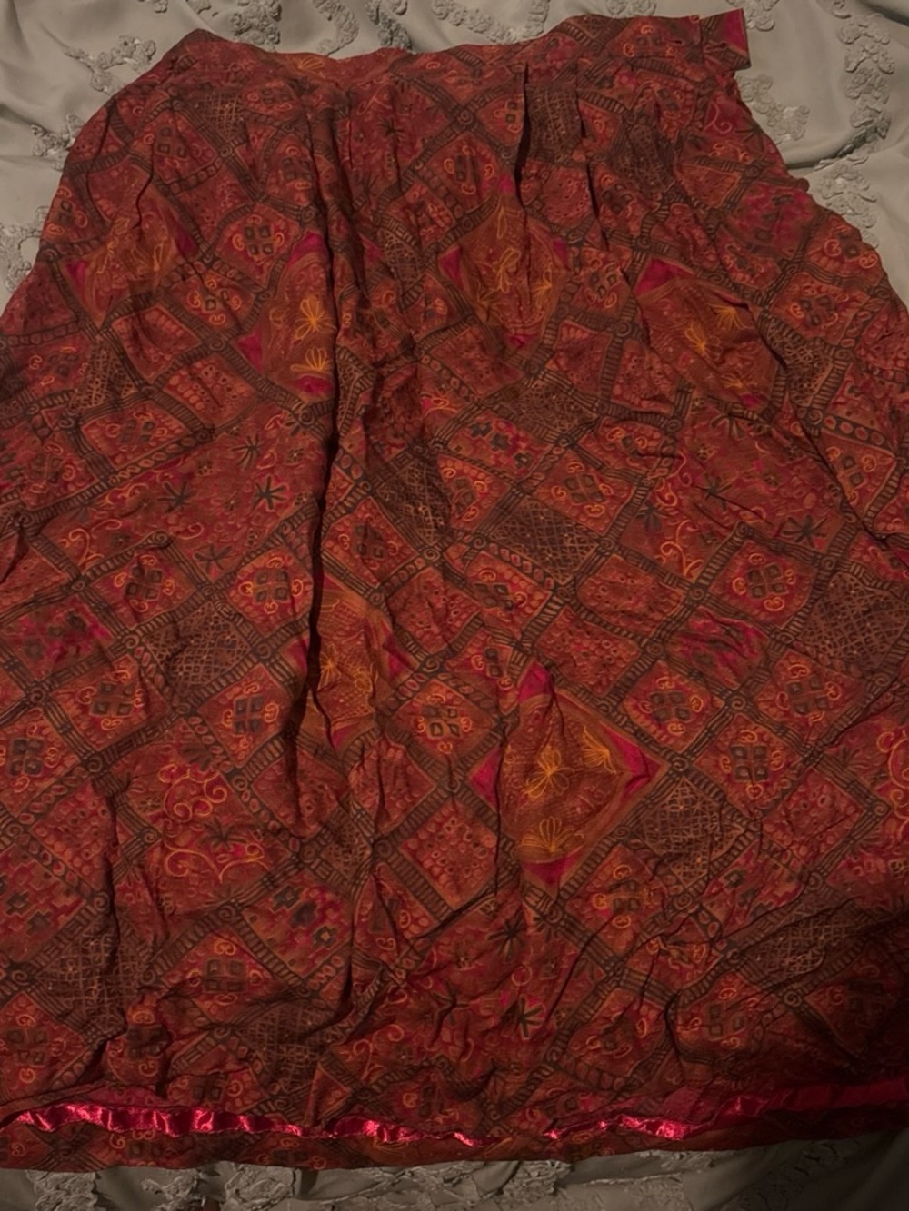 Pendleton Red and Orange Geometric Patchwork maxi skirt